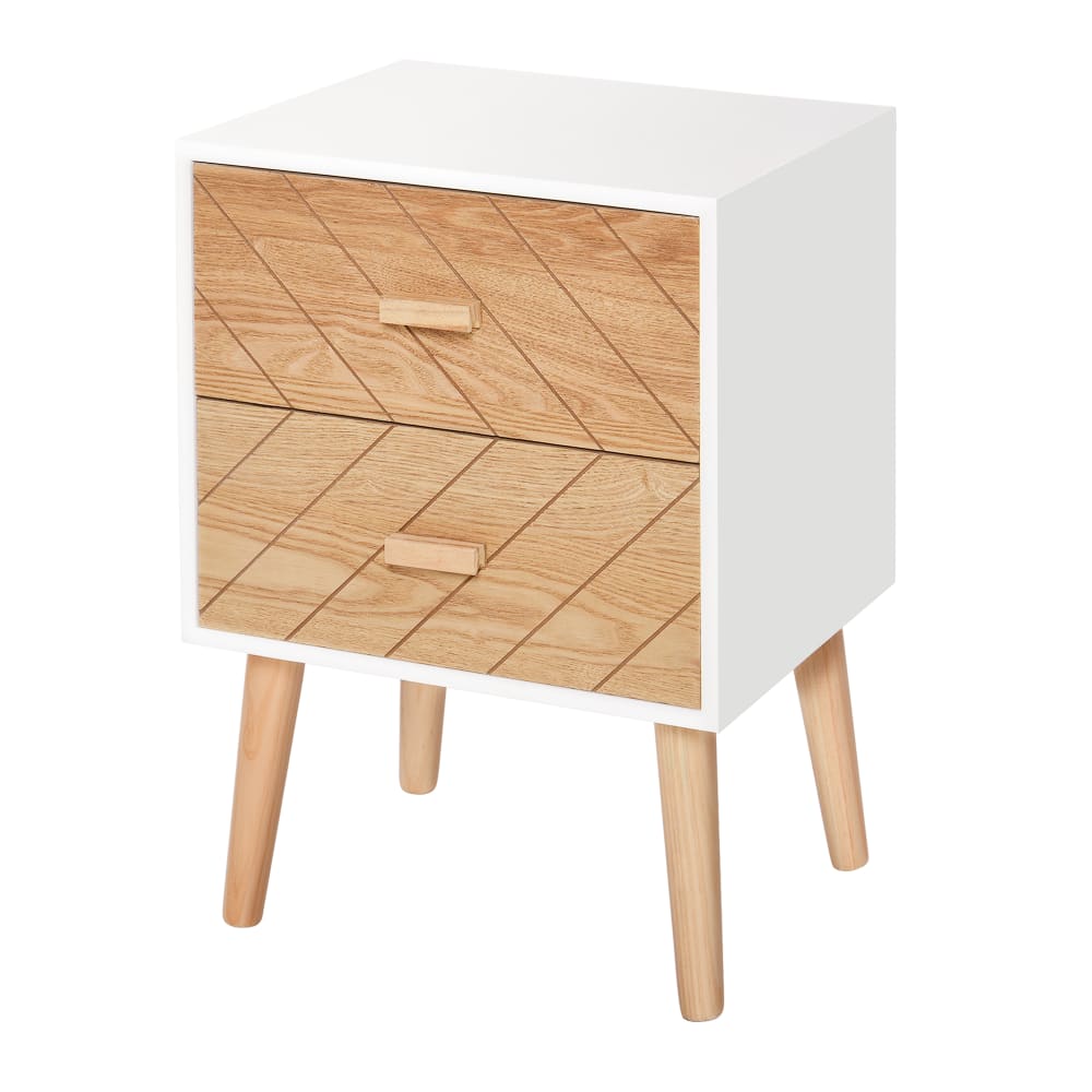 Chevet design scandinave bicolore blanc hêtre