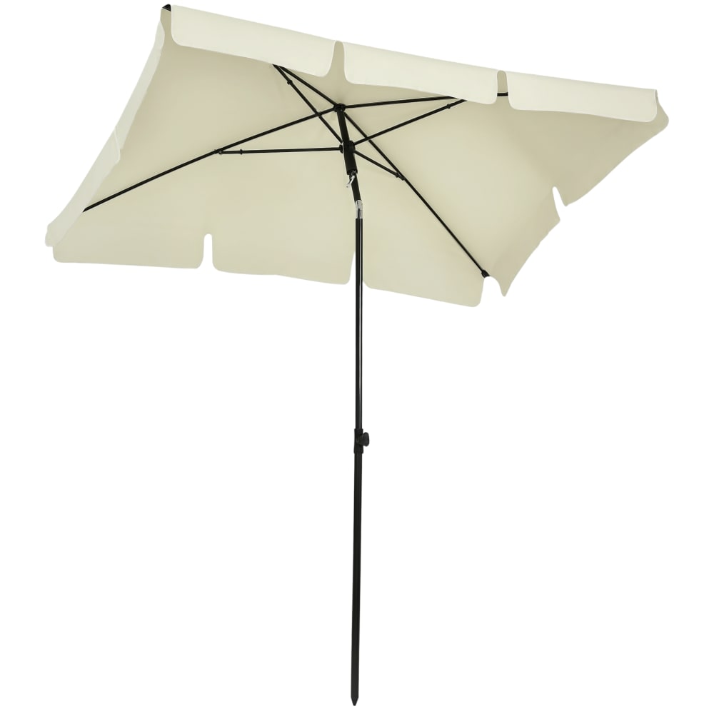 Parasol de jardin inclinable rectangulaire alu polyester beige-clair