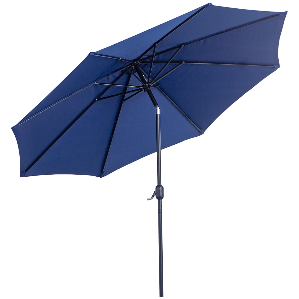 Parasol en aluminium rond inclinable bleu