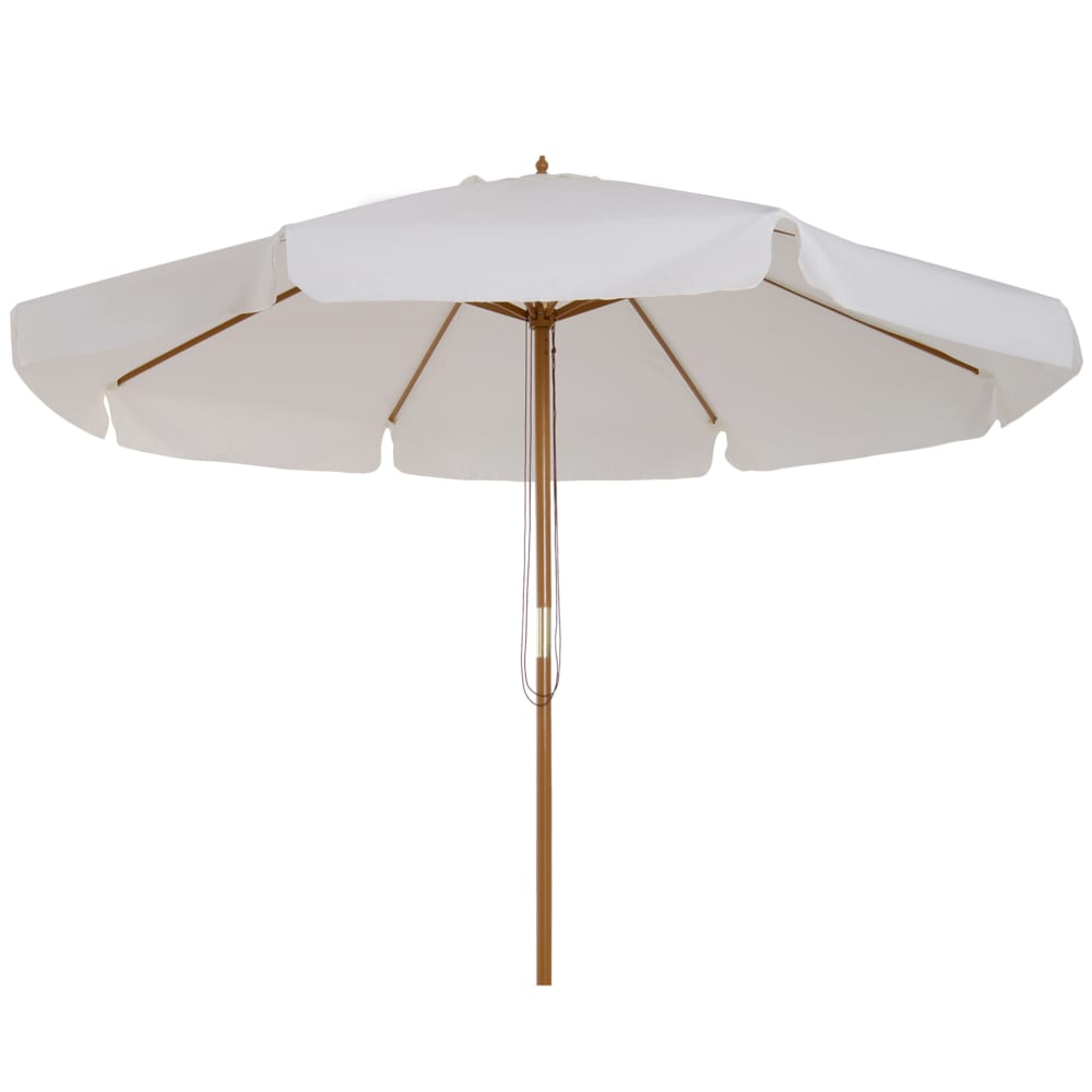 Parasol droit rond bois de bambou crème