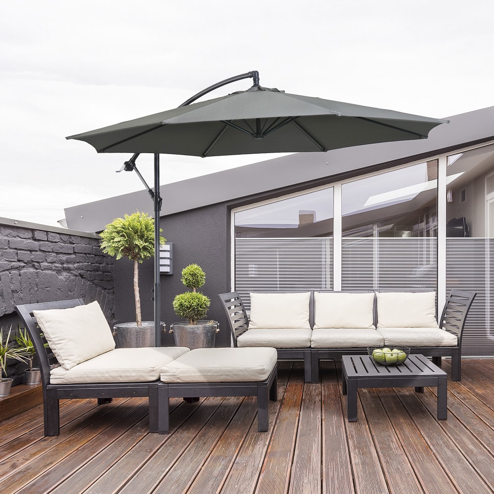 Parasol déporté octogonal inclinable gris