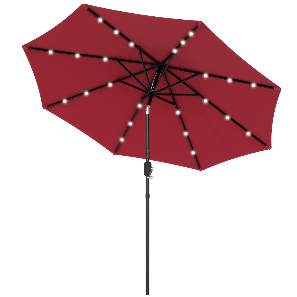Parasol lumineux LED octogonal inclinable bordeaux