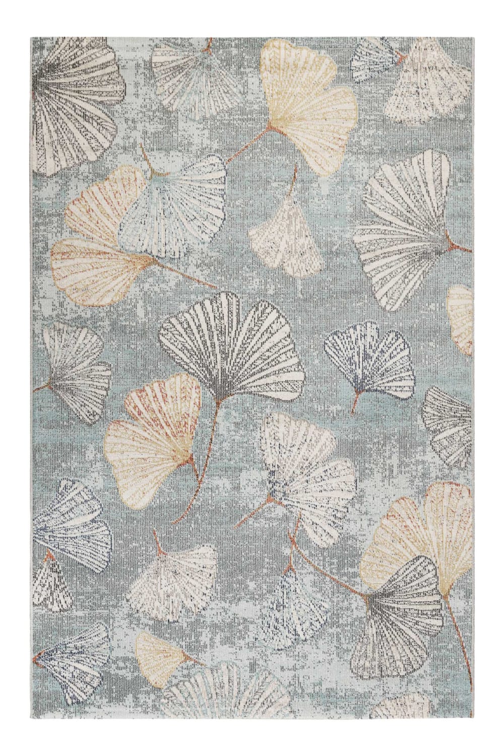 Tapis intérieur/extérieur design motif floral tissé plat bleu 160x225
