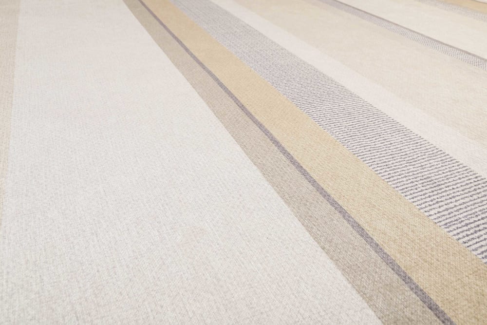 Tapis rayé beige et bruntissé plat 170x120 — vue 4
