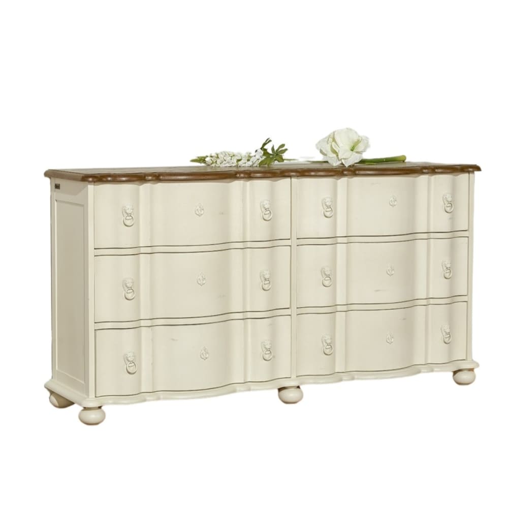 Commode 6 tiroirs plateau en chêne blanche