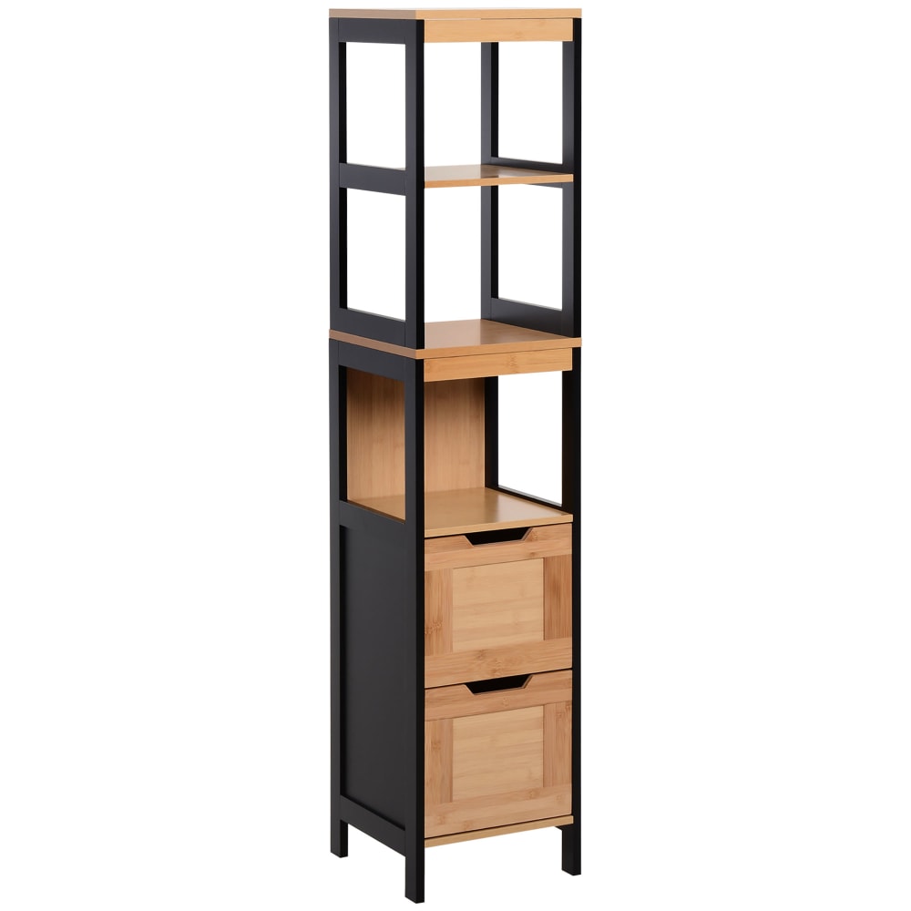 Kleankin Badezimmer-Storage-Säule, Bambus-MDF & Cosy-Stil Braun Bambus