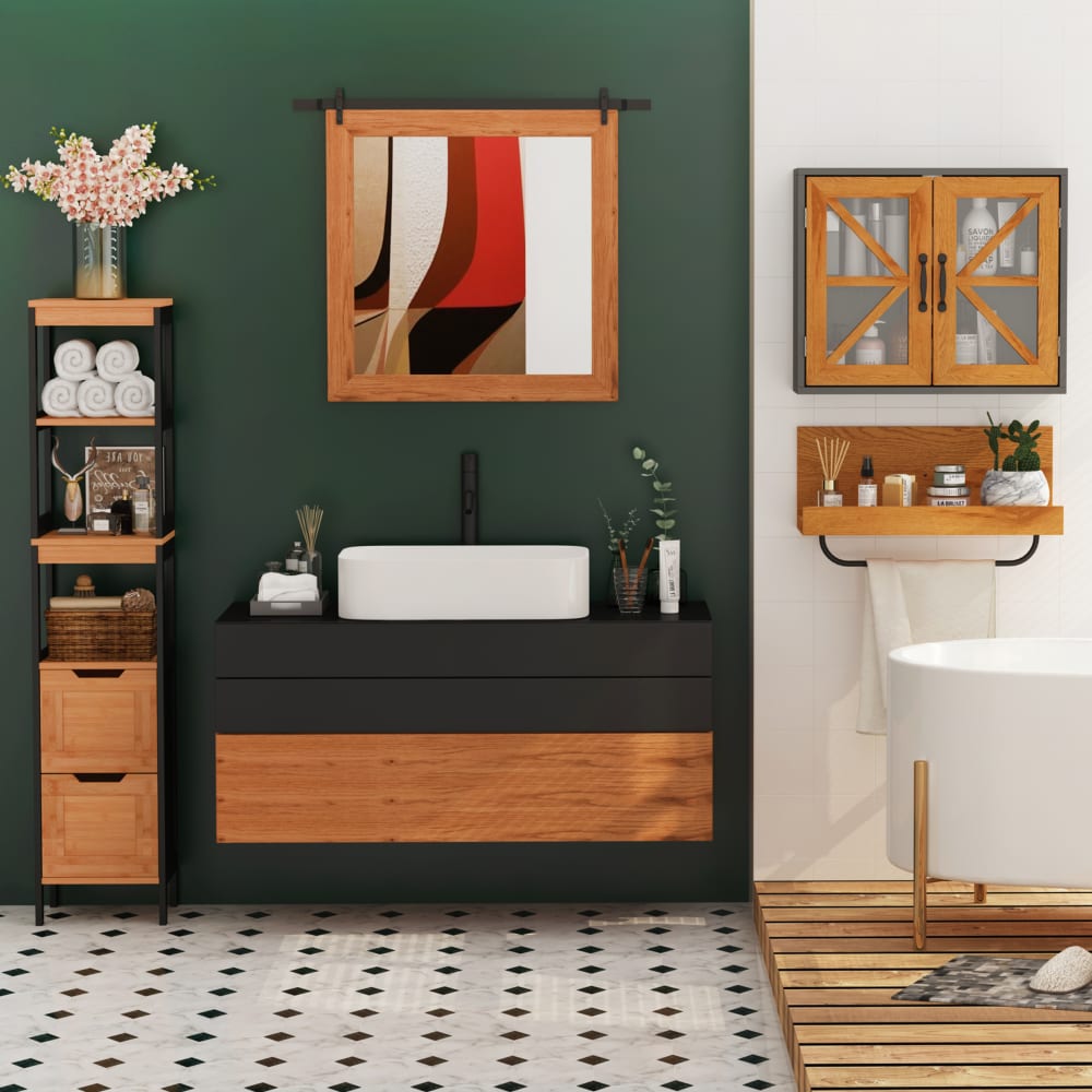 Badezimmer-Storage-Säule, Bambus-MDF & Cosy-Stil - Maisons Du