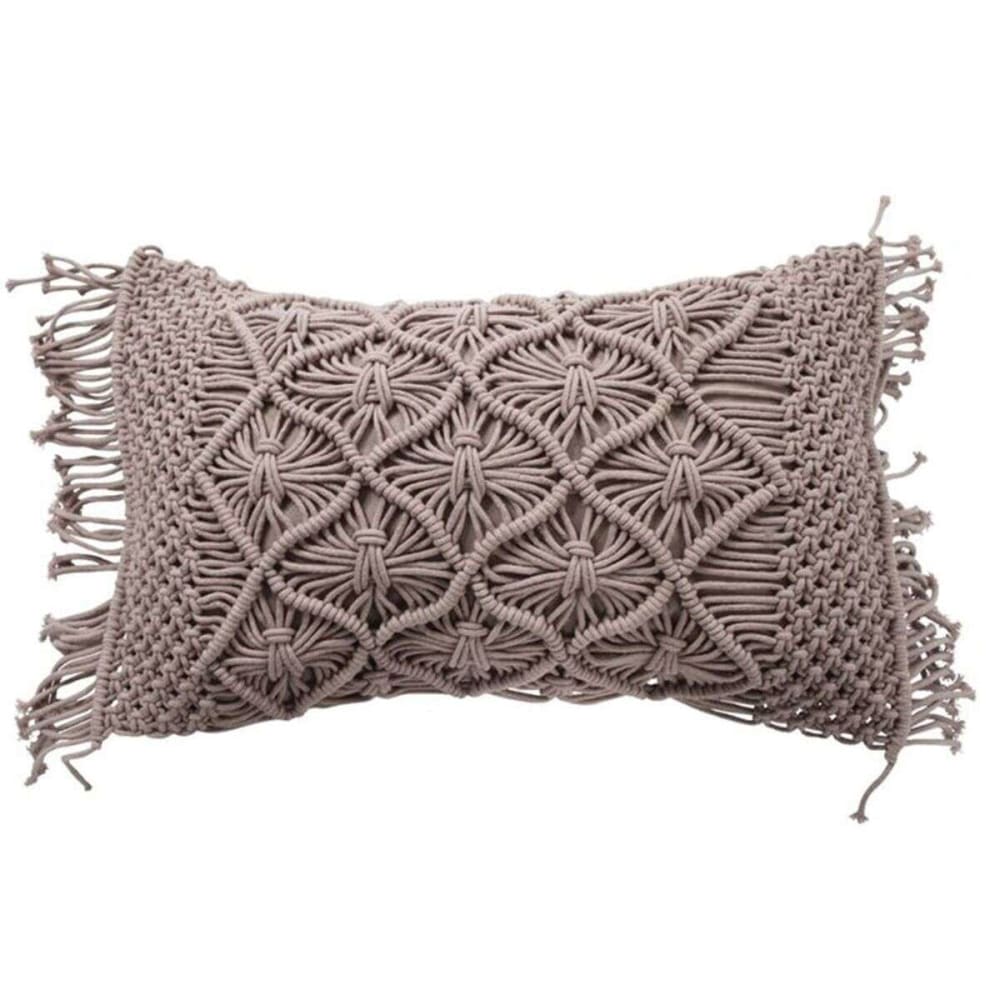 Coussin macramé en coton tressé violet clair 30x50 — vue 3