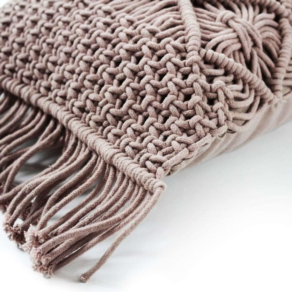 Coussin macramé en coton tressé violet clair 30x50 — vue 4