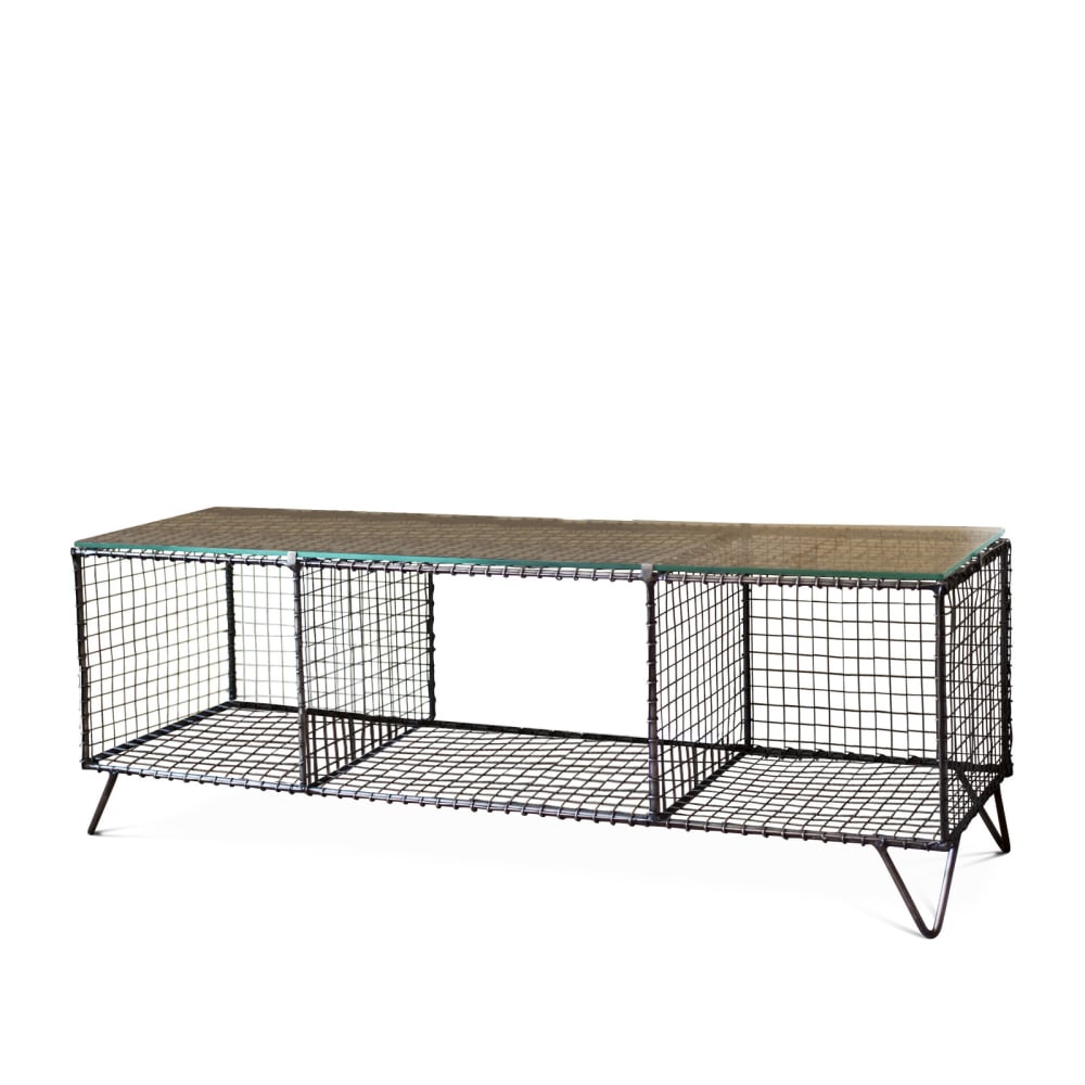 PIB Meuble tv en métal argenté Argenté Métal - 100x35x30cm