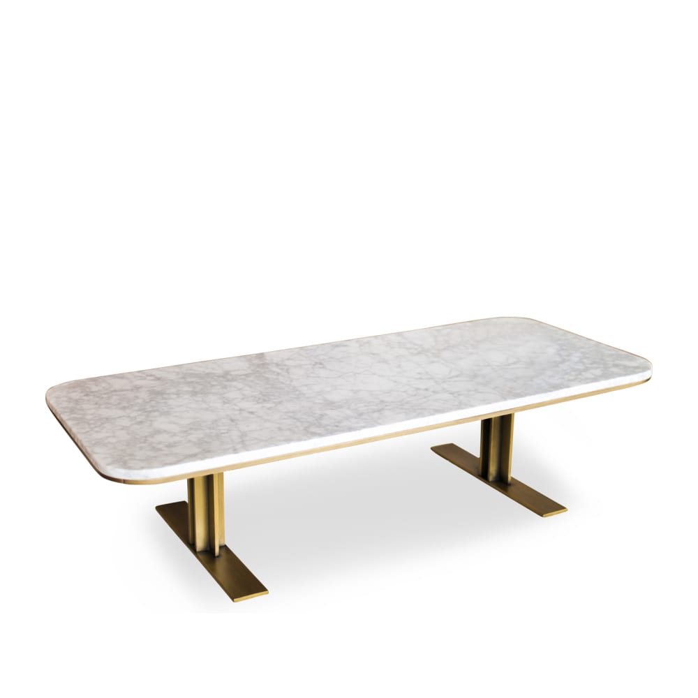 Table basse en laiton et marbre blanc Table basse en laiton et marbre blanc