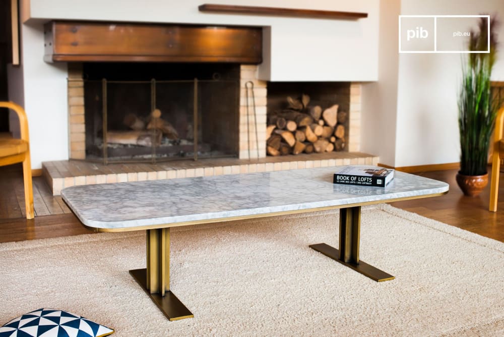 Table basse en laiton et marbre blanc - Maisons du Monde