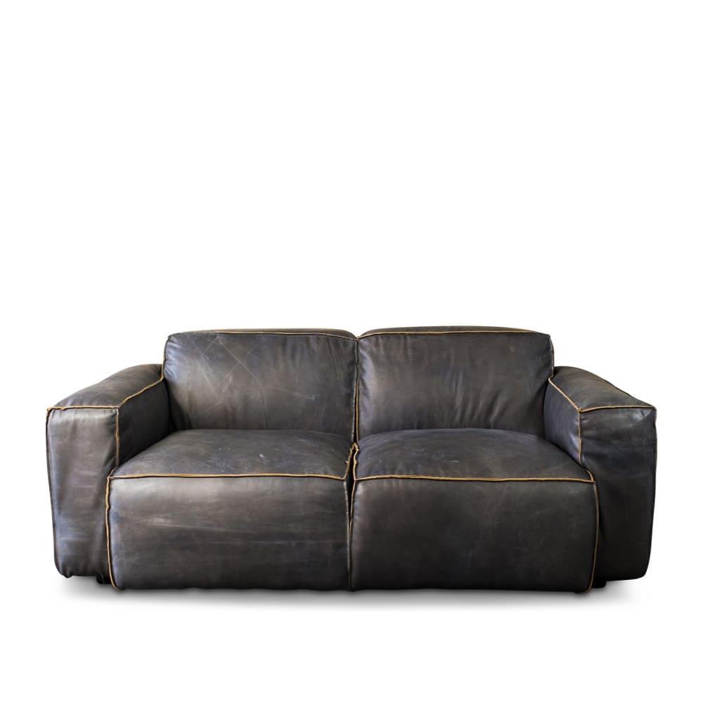 Divano scandinavo a 2 posti in pelle marrone - PIB