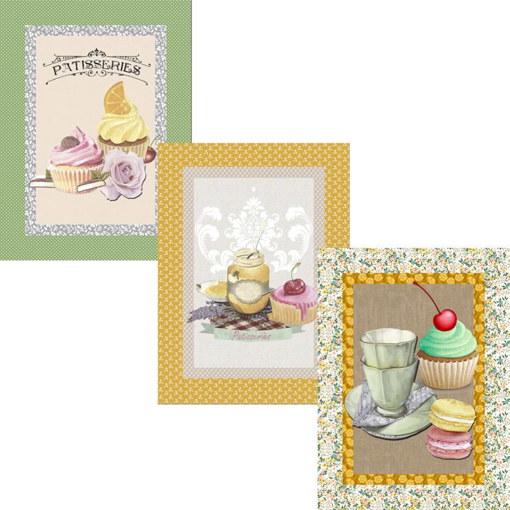 Lot de 3 torchons en coton sergé