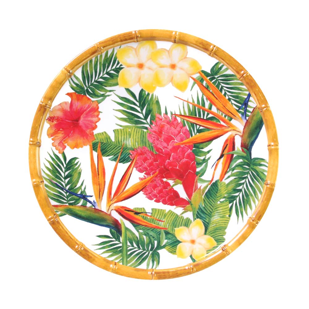 Petite assiette en mélamine imprimé de fleurs exotiques Ø 23 cm