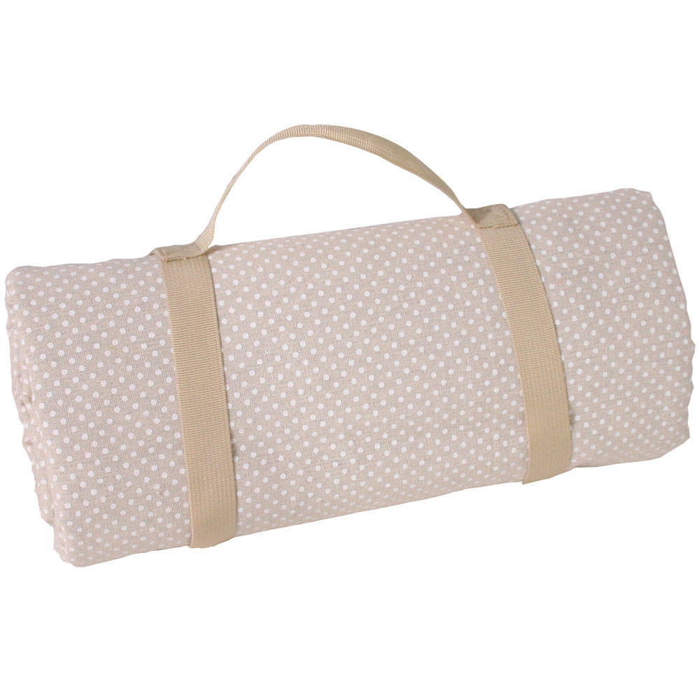Nappe xl pique-nique à revers imperméable beige et blanc 280 x 140 cm