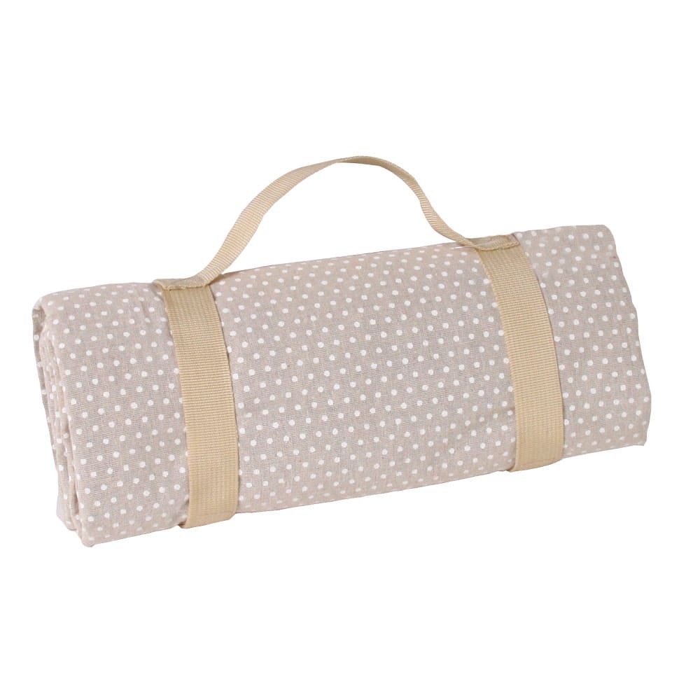 Nappe pique-nique à revers imperméable beige et blanc 140 x 140 cm