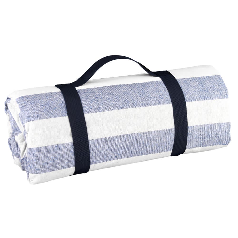 Nappe pique-nique à revers imperméable bleu et blanc 140 x 140 cm Nappe pique-nique à revers imperméable bleu et blanc 140 x 140 cm