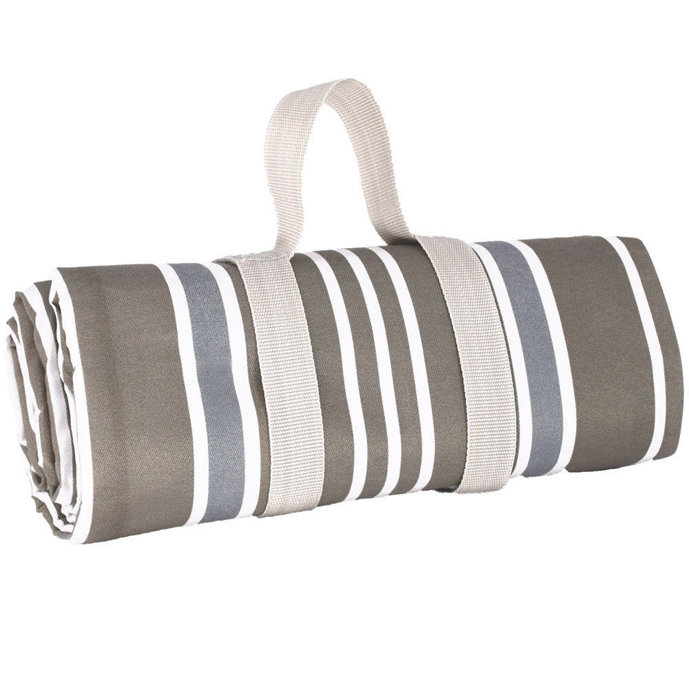 Nappe pique-nique à revers imperméable gris et blanc 140 x 140 cm