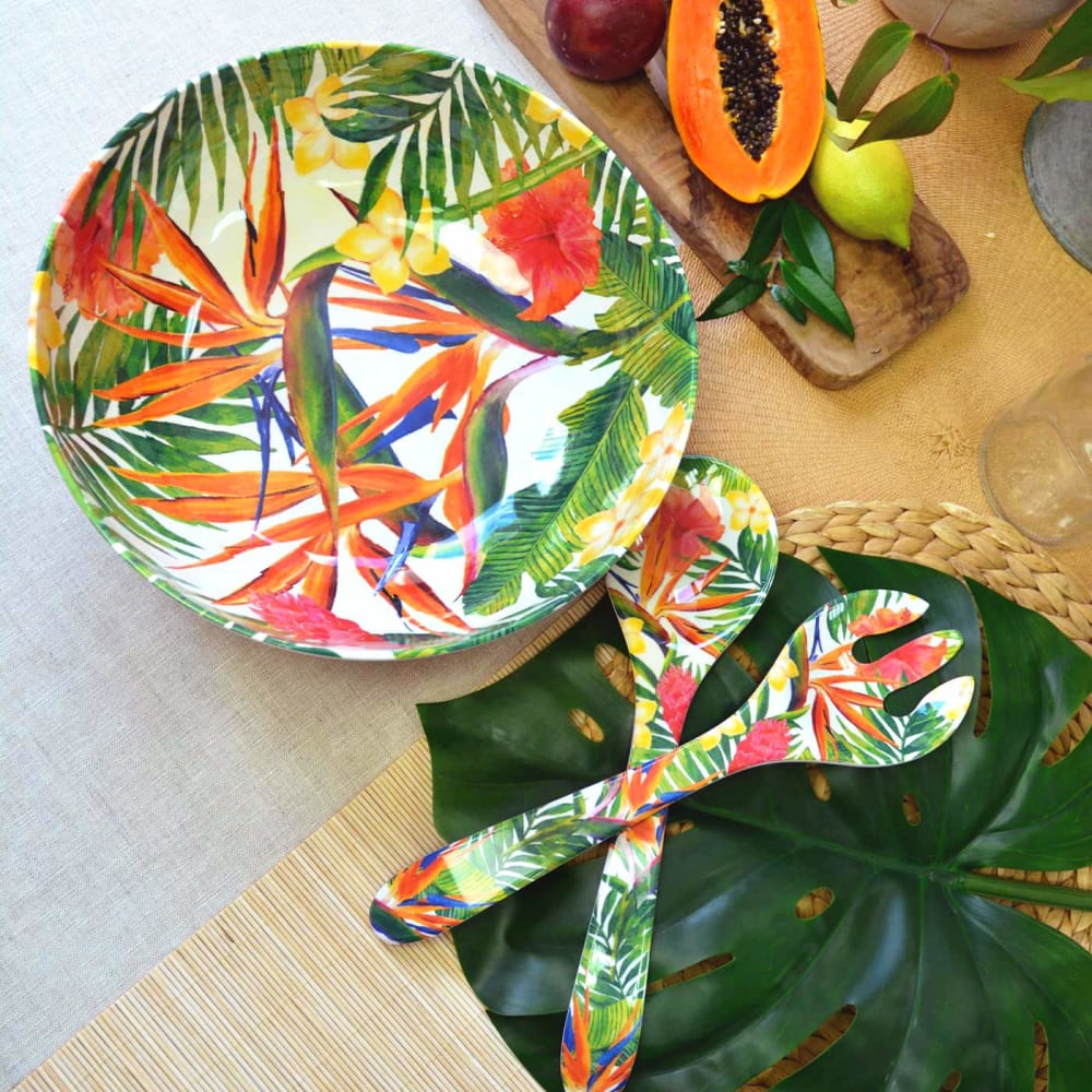 Grand saladier en mélamine pure 31 cm en imprimé fleurs exotiques - Maisons du Monde