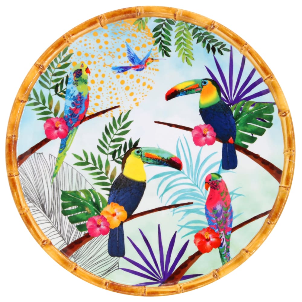 Grande assiette plate en mélamine 28 cm imprimé toucans