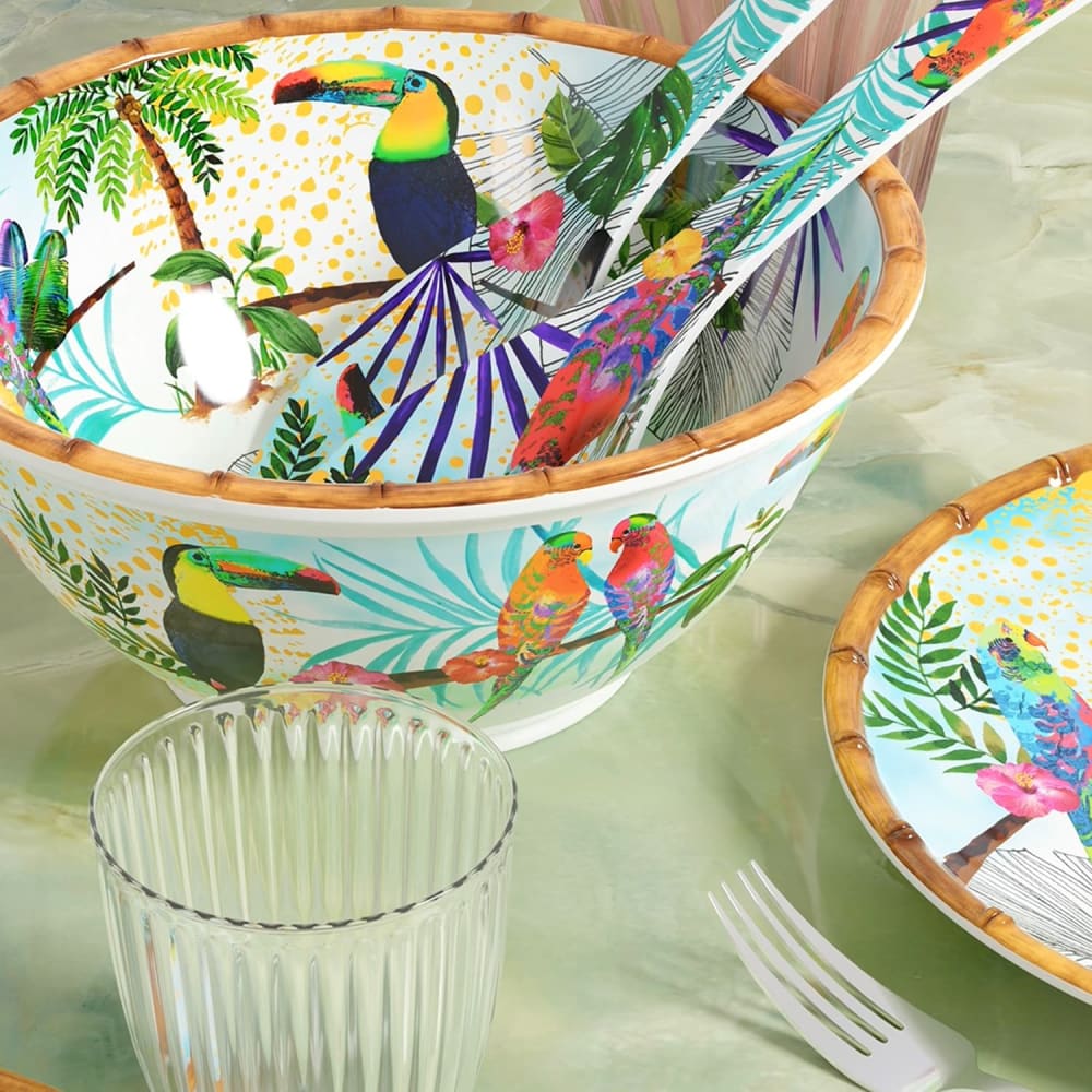 Ensaladera profunda de melamina con estampado de tucanes 25 cm - Maisons du Monde