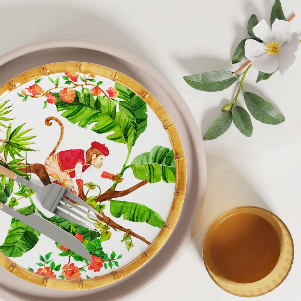 Piatto piccolo in melamina decorato con scimmie ø 23 cm - Les