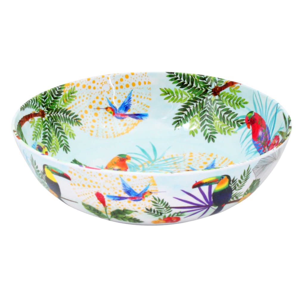 Grand saladier en mélamine imprimé toucans