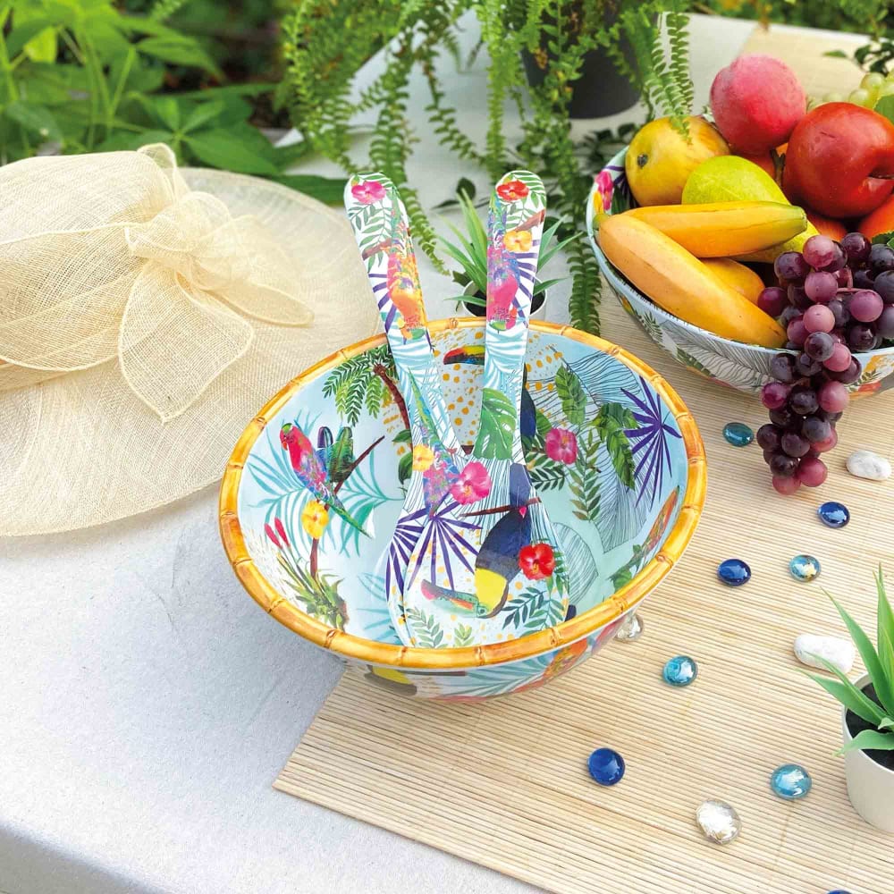 Servidores de ensalada de melamina con estampado de tucanes 33 cm - Maisons du Monde