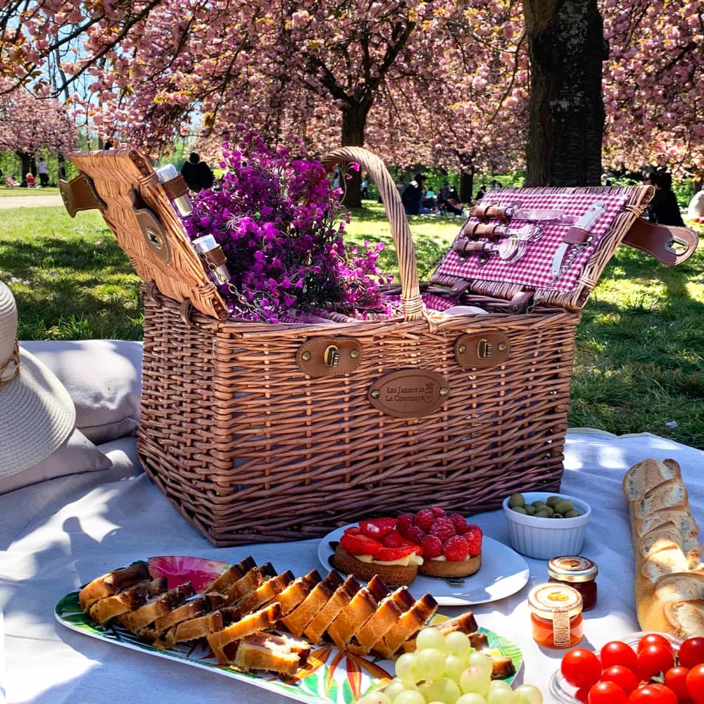 Cesta de picnic de mimbre st-germain vichy rojo para 4 personas - Maisons du Monde