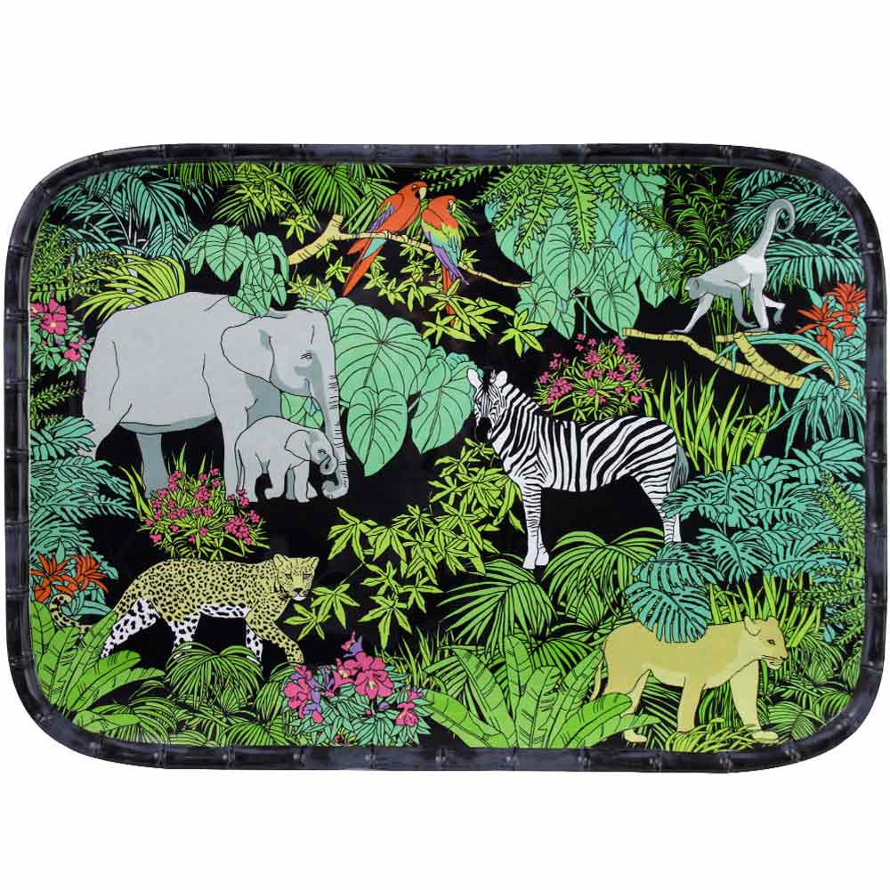 Plateau rectangulaire 45 cm en mélamine avec des motifs jungle