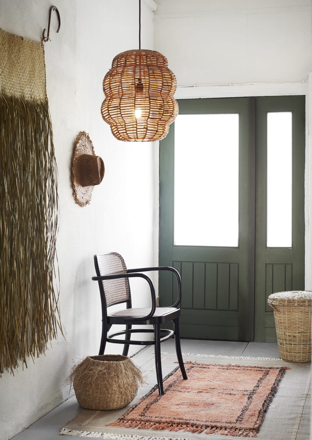 Lampe suspension ronde en bambou — vue 3