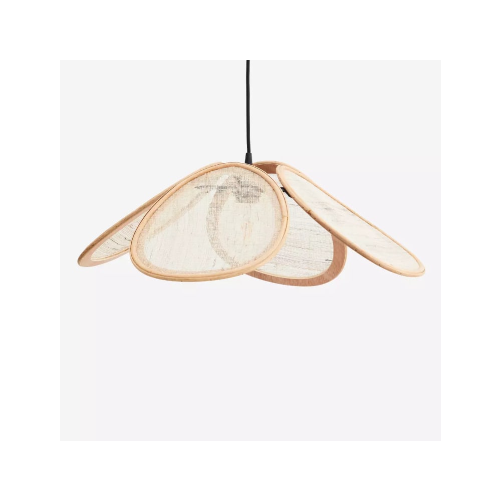 Lampe suspension en rotin et lin