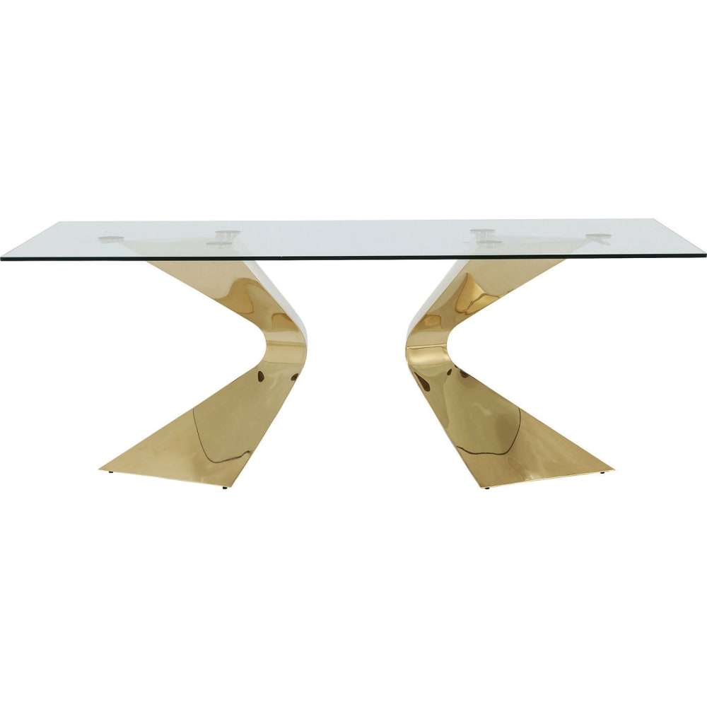 Mesa vidrio y patas doradas 200x100cm
