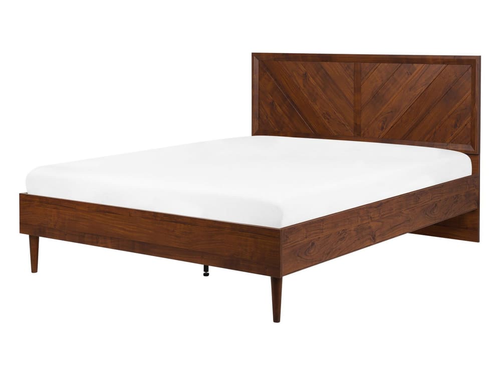 Lit double en bois d'ingénierie marron 140x200