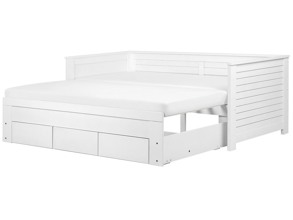 Beliani - Lit gigogne en bois blanc 90 x 200 cm CAHORS