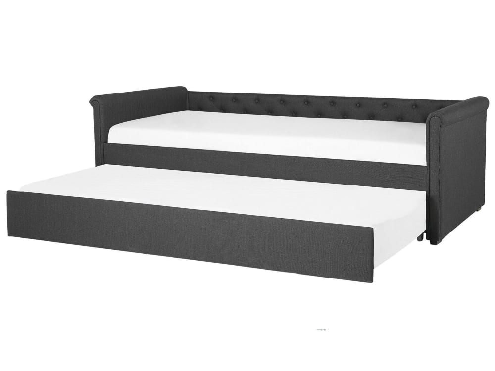 Lit gigogne gris foncé 80 x 200 cm