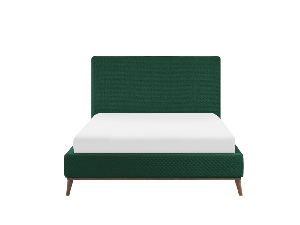 Lit double en tissu vert 140x200