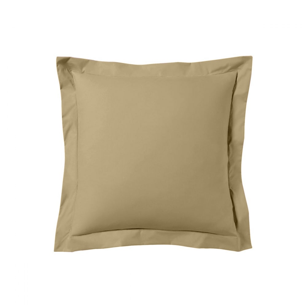 Lot de 2 taies d'oreiller 63x63 cm satin de coton beige