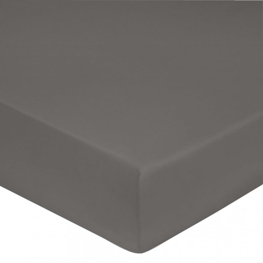 Drap housse 140x190 cm satin de coton gris Drap housse 140x190 cm satin de coton gris