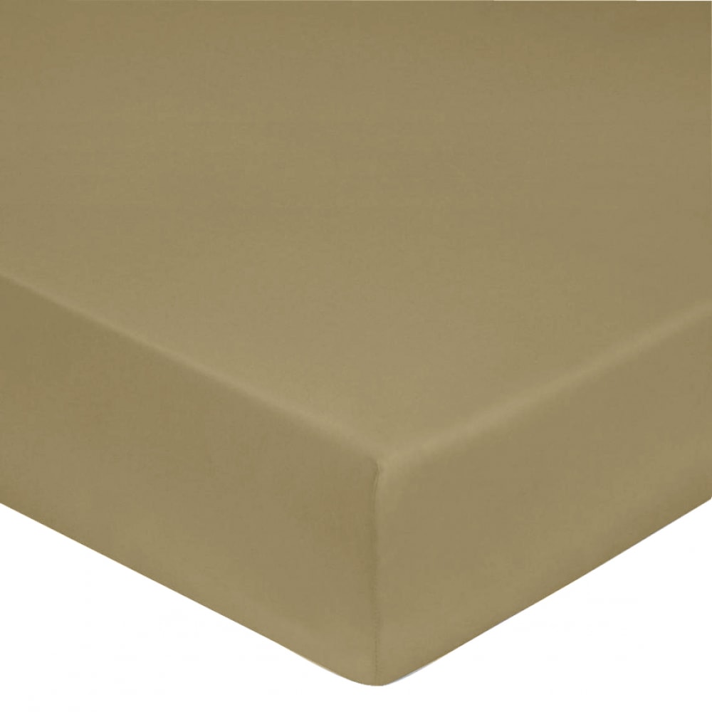 Drap housse 160x200 cm satin de coton beige