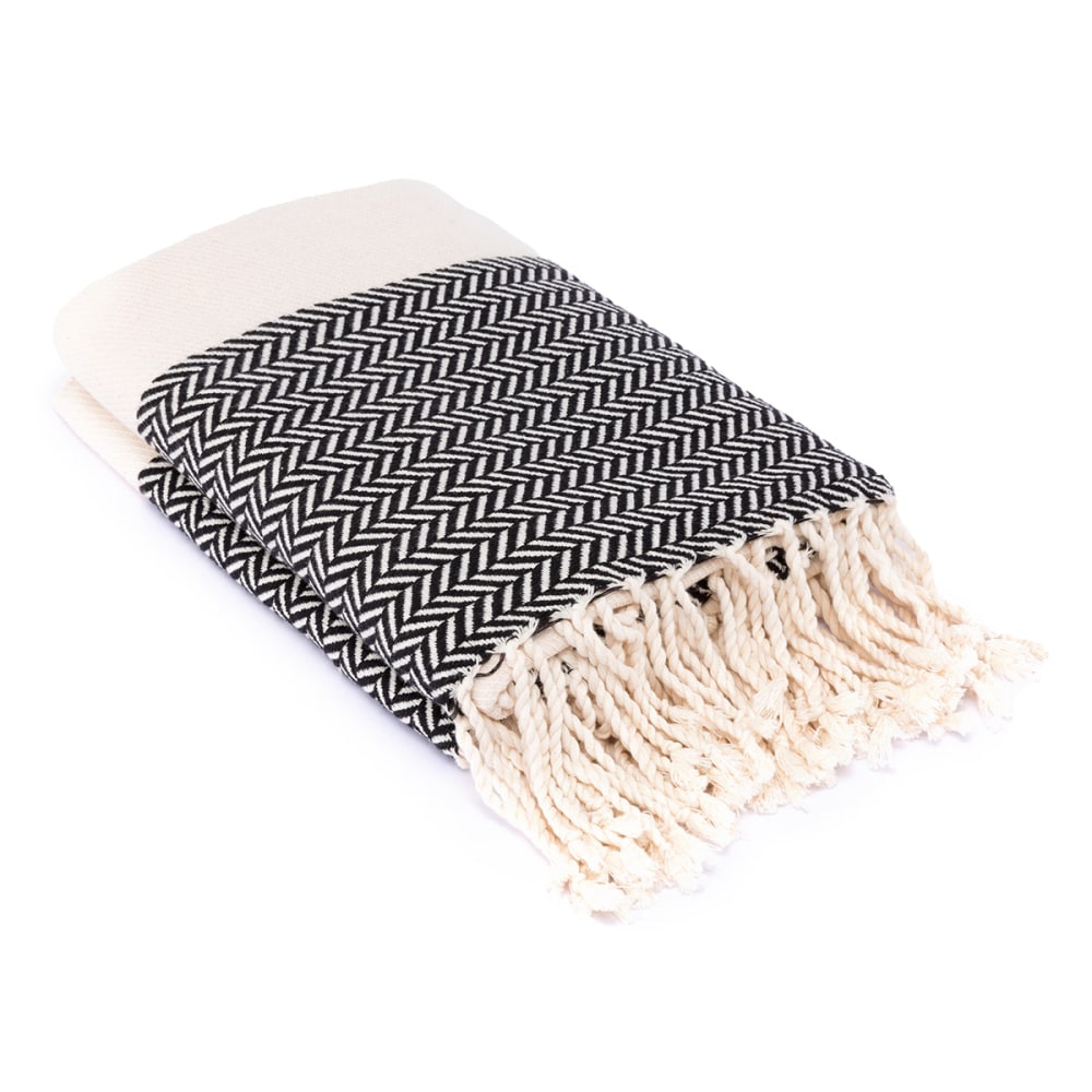 Plaid coton noir 130x170