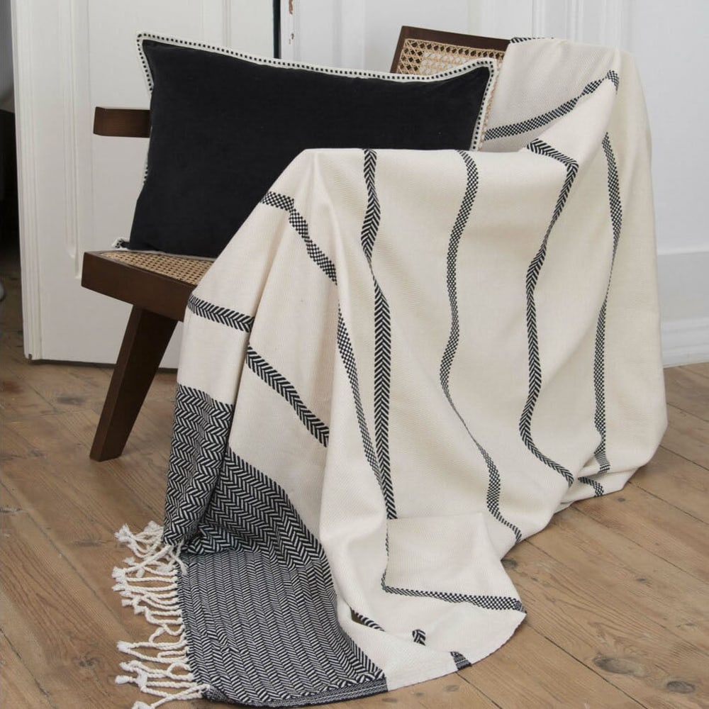 Plaid aus Baumwolle schwarz - Maisons Du Monde
