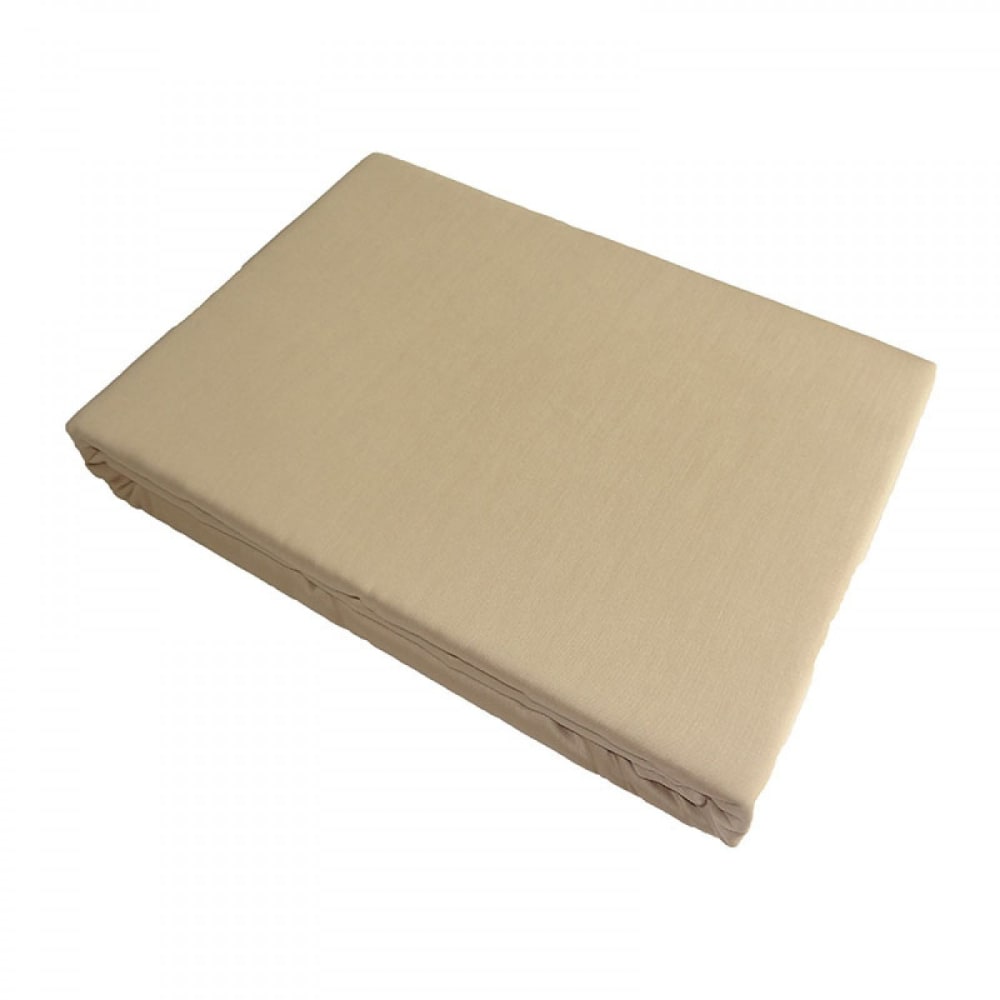 Drap plat 2 personnes  270x300 cm satin de coton beige