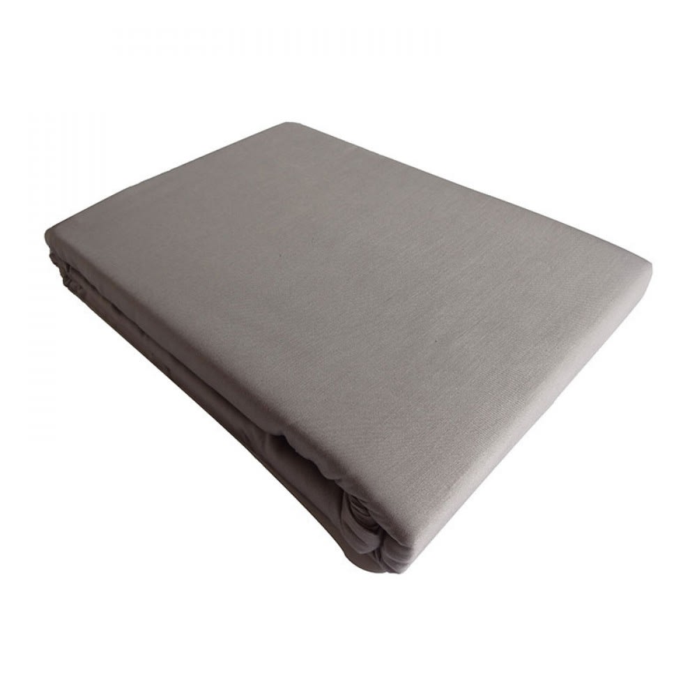 Drap plat 2 personnes 240x300 cm satin de coton gris - Maisons du Monde