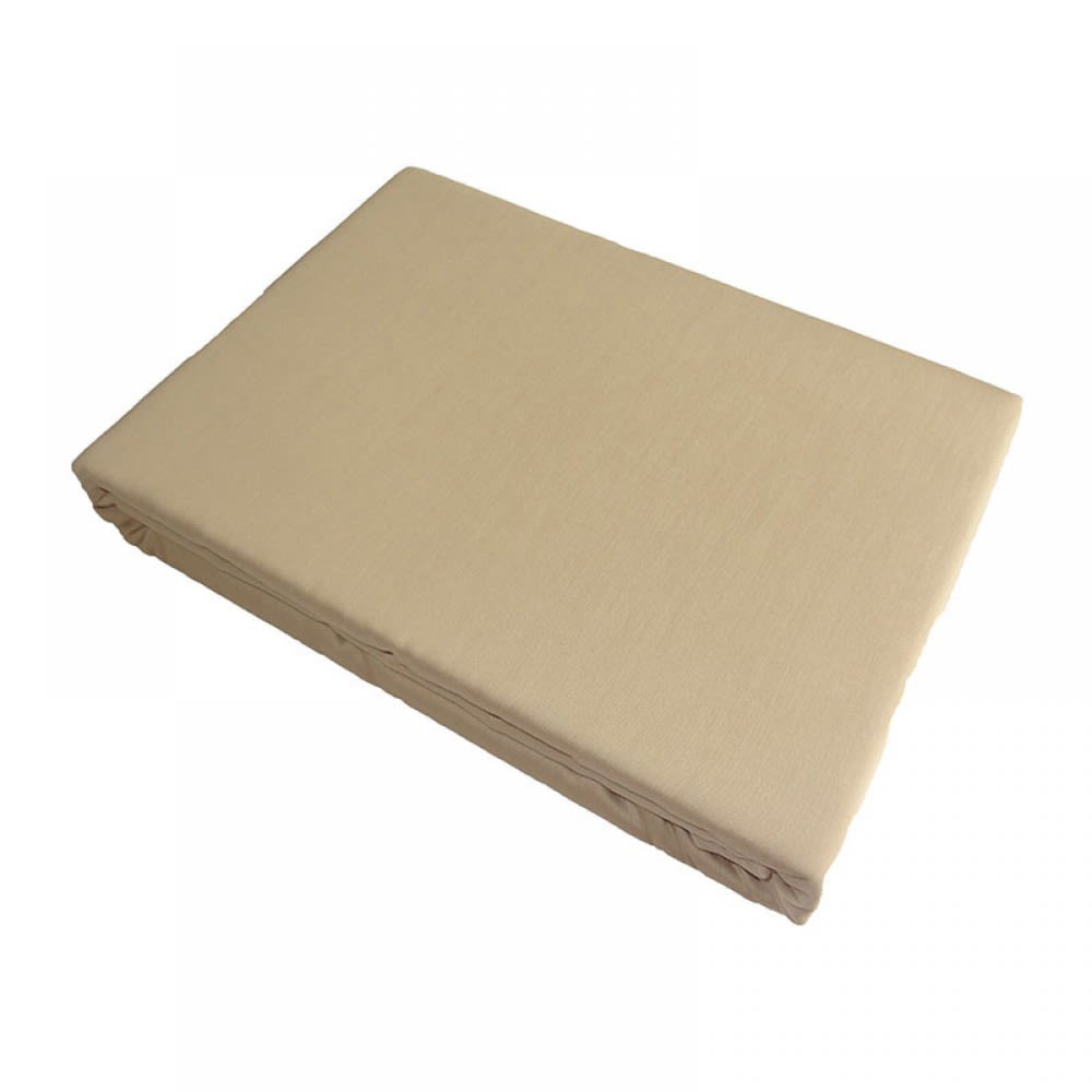 Drap plat 1 personne 180x290 cm satin de coton beige - Maisons du Monde