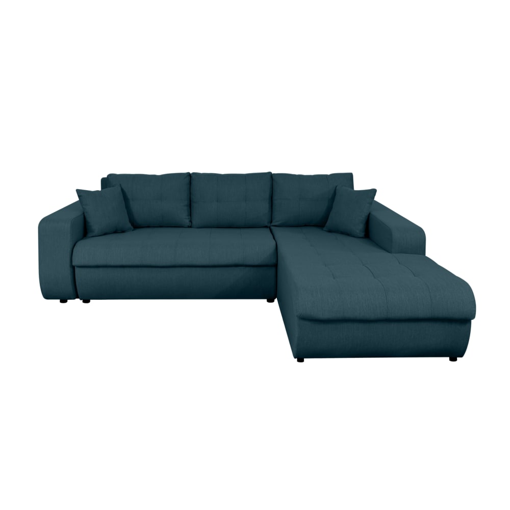 Canapé d'Angle Convertible en Tissu - Bleu pétrole - Angle Droit