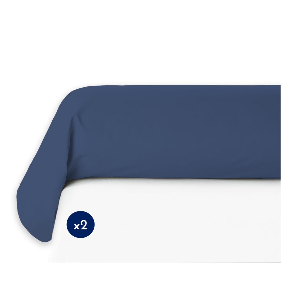 Lot de 2 taies de traversin 100% coton - Bleu - 85x185 cm