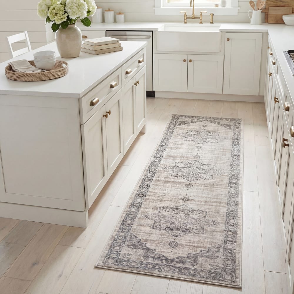 Tapis de transition en polypropylène beige/gris, 61 x 244 cm — vue 4