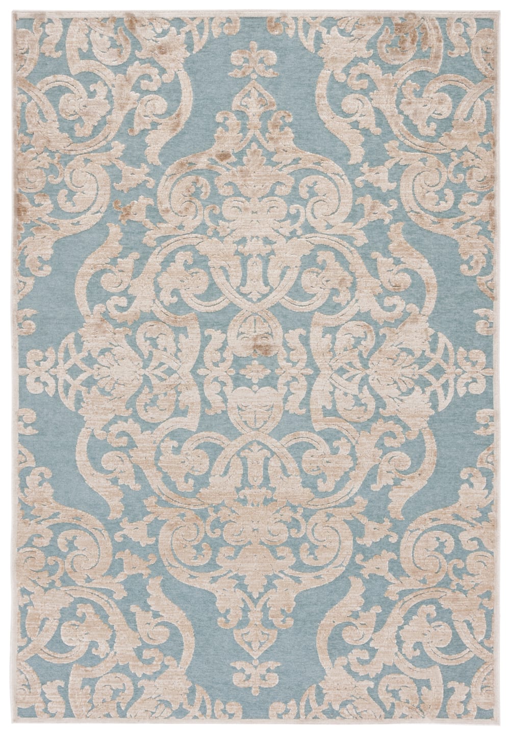 Traditionell Viskose-Teppich in Beige/Blau, 160 x 229 cm -